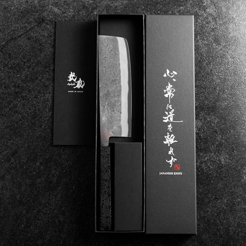 Nakiri Blue Steel #2 Revêtement inox Nashiji Manche Ishime Noir 165mm-[Musashi]-[Couteaux de cuisine japonais]