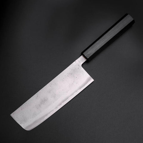 Nakiri Blue Steel #2 Revêtement inox Nashiji Manche Urushi Bleu Sombre 165mm-[Musashi]-[Couteaux de cuisine japonais]