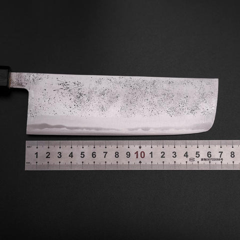 Nakiri Blue Steel #2 Revêtement inox Nashiji Manche Urushi Bleu Sombre 165mm-[Musashi]-[Couteaux de cuisine japonais]