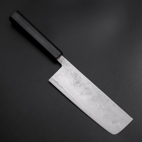 Nakiri Blue Steel #2 Revêtement inox Nashiji Manche Urushi Bleu Sombre 165mm-[Musashi]-[Couteaux de cuisine japonais]