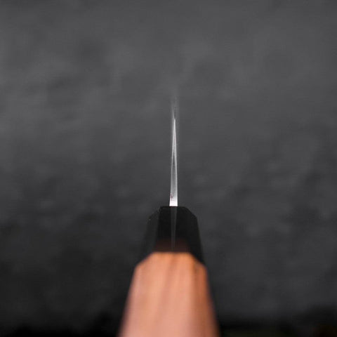 Nakiri Blue Steel #2 Stainless Clad Nashiji Buffalo Teak Handle 165mm (6.5”)-[Musashi]-[Couteaux de cuisine japonais]