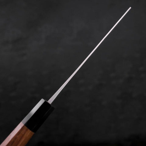 Nakiri Blue Steel #2 Stainless Clad Nashiji Buffalo Teak Handle 165mm (6.5”)-[Musashi]-[Couteaux de cuisine japonais]