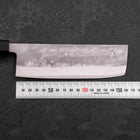 Nakiri Blue Steel #2 Stainless Clad Nashiji Buffalo Teak Handle 165mm (6.5”)-[Musashi]-[Couteaux de cuisine japonais]