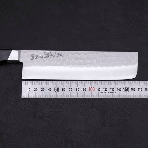 Nakiri Blue Steel #2 Tsuchime Revêtement Inox Manche Occidental Noir 165mm-[Musashi]-[Couteaux de cuisine japonais]