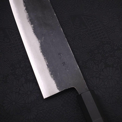 Nakiri Blue Super Kurouchi Manche en Buffle et Ébène 165mm-[Musashi]-[Couteaux de cuisine japonais]