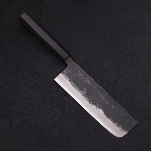 Nakiri Blue Super Kurouchi Manche en Buffle et Ébène 165mm-[Musashi]-[Couteaux de cuisine japonais]