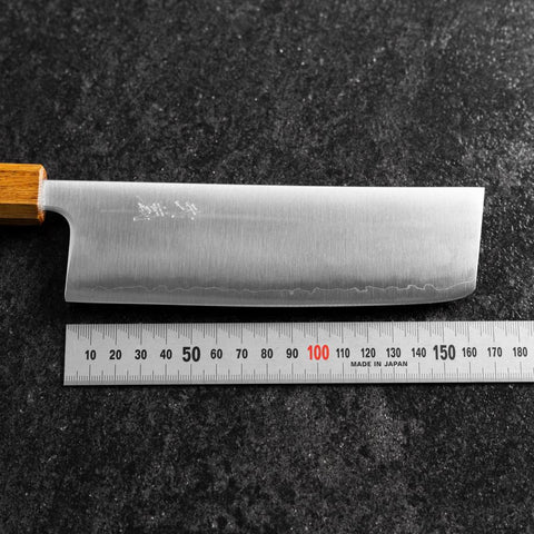 Nakiri Blue Super Poli Manche Yaki Urushi 165mm-[Musashi]-[Couteaux de cuisine japonais]