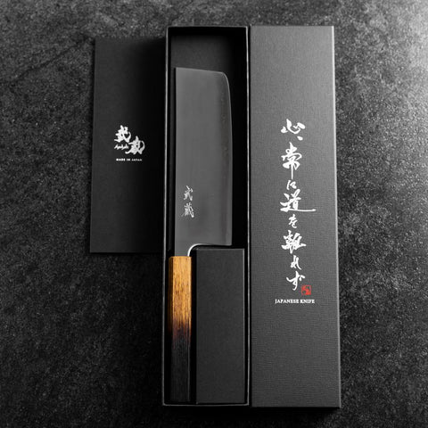 Nakiri Blue Super Poli Manche Yaki Urushi 165mm-[Musashi]-[Couteaux de cuisine japonais]