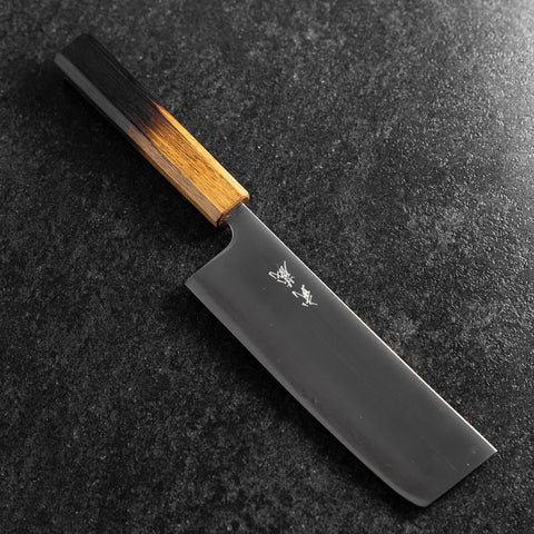 Nakiri Blue Super Poli Manche Yaki Urushi 165mm-[Musashi]-[Couteaux de cuisine japonais]