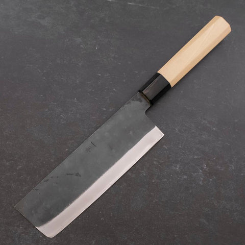 Nakiri Blue steel #1 Revêtement Inox Kurouchi Manche en Buffle et Magnolia 165mm-[Musashi]-[Couteaux de cuisine japonais]