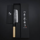 Nakiri Blue Steel #2 Kurouchi Hinoki Handle 135mm-[Musashi]-[Japanese-Kitchen-Knives]