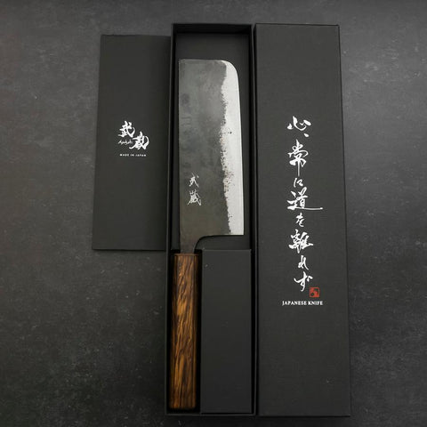 Nakiri Blue steel #2 Kurouchi Sumi Urushi Handle 165mm-[Musashi]-[Couteaux de cuisine japonais]