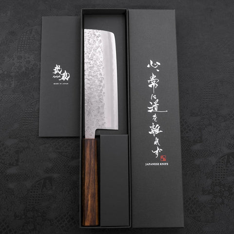 Nakiri Chromax Mirror Tsuchime Sumi Urushi Handle 165mm-[Musashi]-[Couteaux de cuisine japonais]