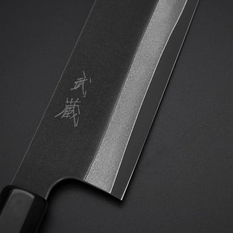 Nakiri Cobalt Stainless HRC62 Kurouchi Damascus Buffalo Ebony Handle 165mm (6.5”)-[Musashi]-[Couteaux de cuisine japonais]