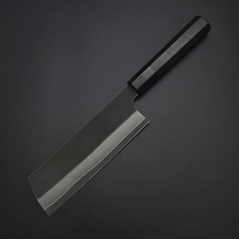 Nakiri Cobalt Stainless Kurouchi Damas Manche en Buffle et Ébène 165mm-[Musashi]-[Couteaux de cuisine japonais]