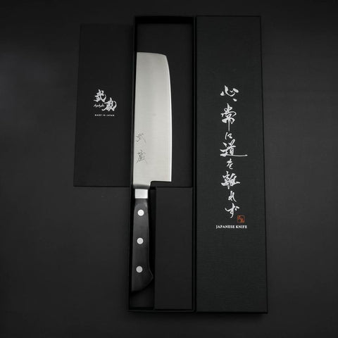 Nakiri Molybdenum Poli Manche Occidental Noir 160mm-[Musashi]-[Couteaux de cuisine japonais]
