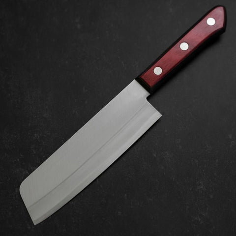 Nakiri Revêtement Inox Blue Super Poli Manche Occidental Rouge et Noir 160mm-[Musashi]-[Couteaux de cuisine japonais]