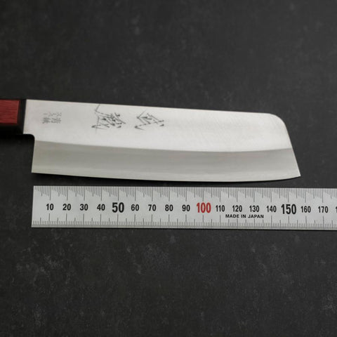 Nakiri Revêtement Inox Blue Super Poli Manche Occidental Rouge et Noir 160mm-[Musashi]-[Couteaux de cuisine japonais]