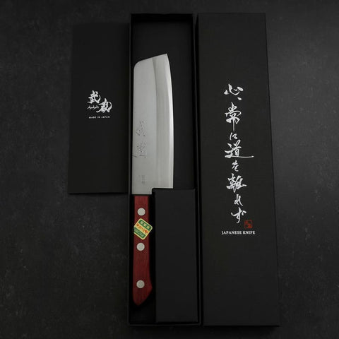 Nakiri Revêtement Inox Blue Super Poli Manche Occidental Rouge et Noir 160mm-[Musashi]-[Couteaux de cuisine japonais]