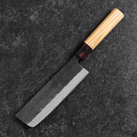 Nakiri Revêtement inox Blue Steel #2 Kurouchi Manche en Zelkova 165mm-[Musashi]-[Couteaux de cuisine japonais]