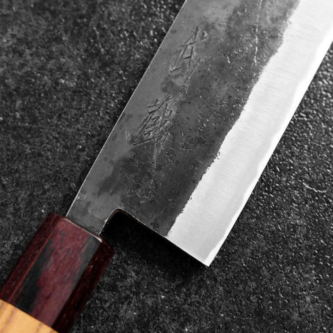 Nakiri Revêtement inox Blue Steel #2 Kurouchi Manche en Zelkova 165mm-[Musashi]-[Couteaux de cuisine japonais]
