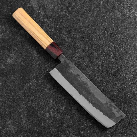Nakiri Revêtement inox Blue Steel #2 Kurouchi Manche en Zelkova 165mm-[Musashi]-[Couteaux de cuisine japonais]