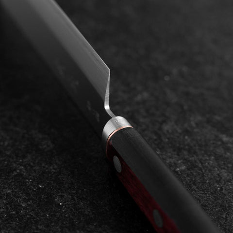 Nakiri Revêtement inox Blue Super Poli Manche Occidental Noir et Rouge 160mm-[Musashi]-[Couteaux de cuisine japonais]