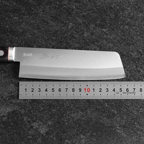 Nakiri Revêtement inox Blue Super Poli Manche Occidental Noir et Rouge 160mm-[Musashi]-[Couteaux de cuisine japonais]