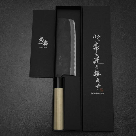 Nakiri SK Steel Kurouchi Kurigata Manche en Magnolia 170mm-[Musashi]-[Couteaux de cuisine japonais]