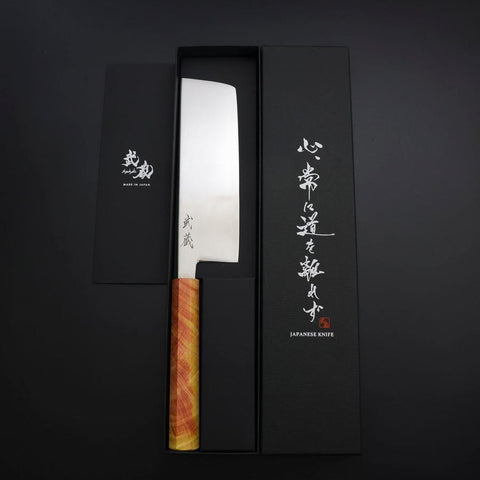 Nakiri SLD Miroir Manche Coucher de Soleil Orange 170mm-[Musashi]-[Couteaux de cuisine japonais]