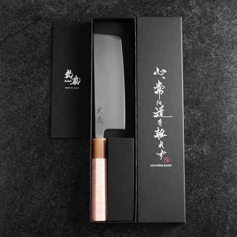 Nakiri SLD Miroir Manche en Buffle et Érable Rose Clair 170mm-[Musashi]-[Couteaux de cuisine japonais]
