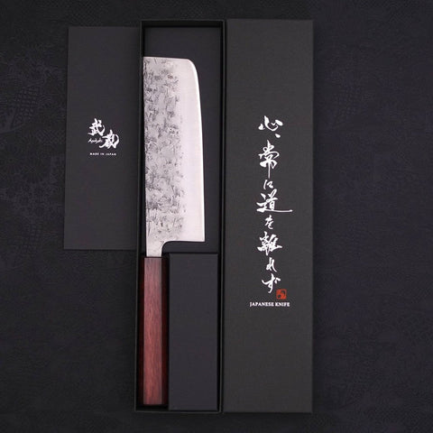 Nakiri SLD Nashiji Washi Manche Urushi Pourpre 165mm-[Musashi]-[Couteaux de cuisine japonais]