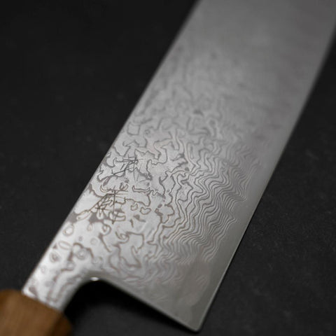 Nakiri SLD Nickel en Vagues Damas Manche Yaki Urushi 165mm-[Musashi]-[Couteaux de cuisine japonais]