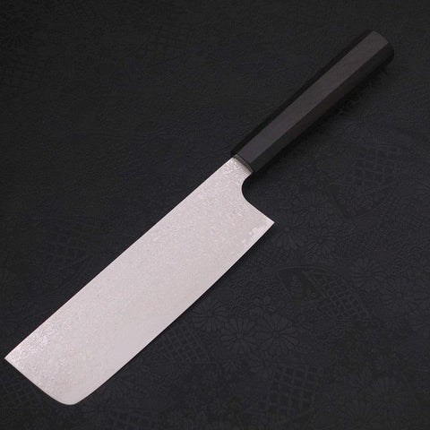 Nakiri Silver Steel #3 Damas Manche en Buffle et Ébène 165mm-[Musashi]-[Couteaux de cuisine japonais]