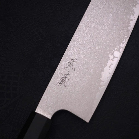 Nakiri Silver Steel #3 Damas Manche en Buffle et Ébène 165mm-[Musashi]-[Couteaux de cuisine japonais]