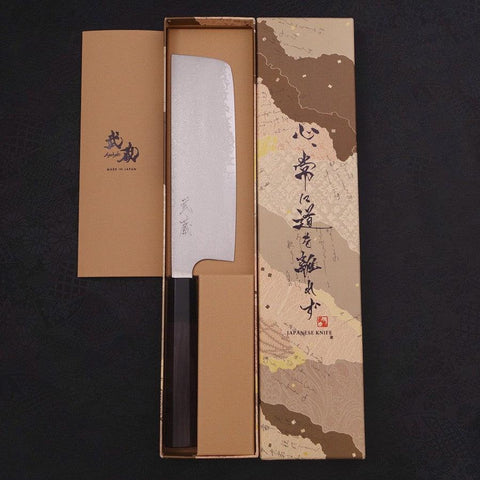 Nakiri Silver Steel #3 Damas Manche en Buffle et Ébène 165mm-[Musashi]-[Couteaux de cuisine japonais]