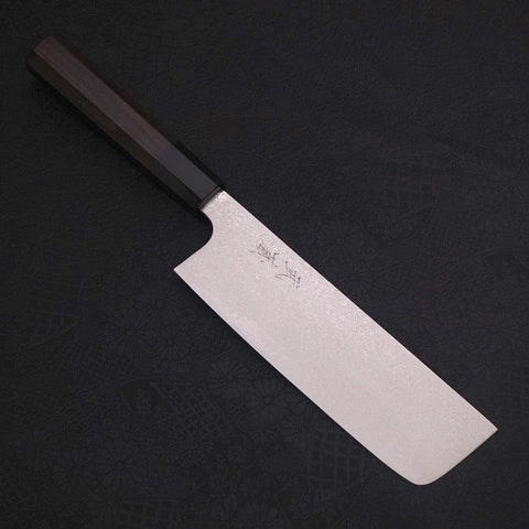 Nakiri Silver Steel #3 Damas Manche en Buffle et Ébène 165mm-[Musashi]-[Couteaux de cuisine japonais]