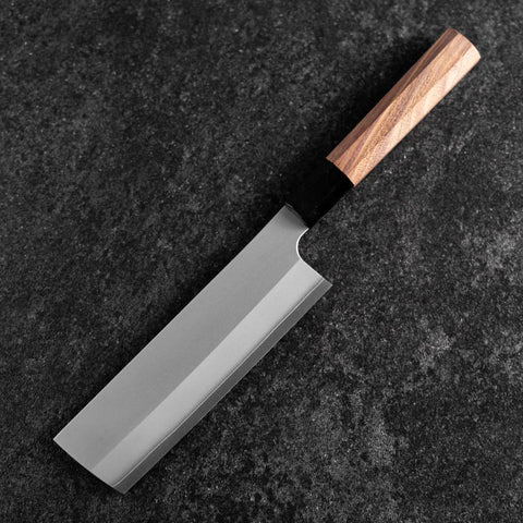 Nakiri Silver Steel #3 Kasumi Buffalo Walnut Handle 165mm (6.5”)-[Musashi]-[Japanese-Kitchen-Knives]