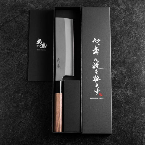 Nakiri Silver Steel #3 Kasumi Manche en Buffle et Noyer 165mm-[Musashi]-[Couteaux de cuisine japonais]
