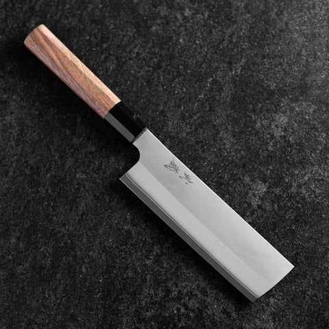 Nakiri Silver Steel #3 Kasumi Manche en Buffle et Noyer 165mm-[Musashi]-[Couteaux de cuisine japonais]