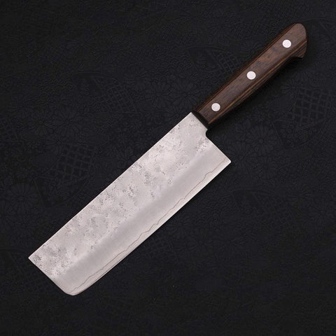 Nakiri Silver Steel #3 Nashiji Manche Occidental Marron 165mm-[Musashi]-[Couteaux de cuisine japonais]