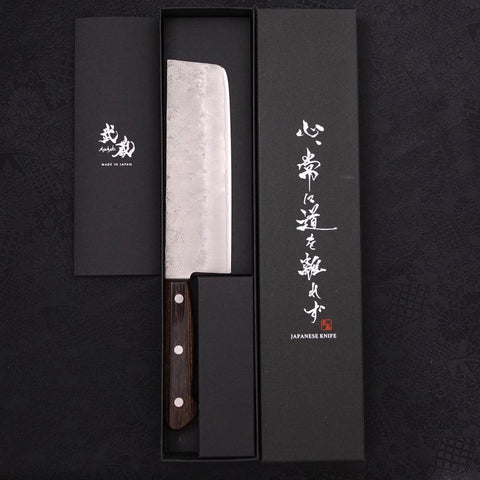 Nakiri Silver Steel #3 Nashiji Manche Occidental Marron 165mm-[Musashi]-[Couteaux de cuisine japonais]