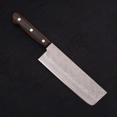 Nakiri Silver Steel #3 Nashiji Manche Occidental Marron 165mm-[Musashi]-[Couteaux de cuisine japonais]