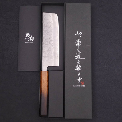 Nakiri Silver Steel #3 Nashiji Manche Yaki Urushi 165mm-[Musashi]-[Couteaux de cuisine japonais]