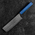 Nakiri Silver Steel #3 Nashiji Miroir Damas Manche Urushi Bleu 65mm-[Musashi]-[Couteaux de cuisine japonais]