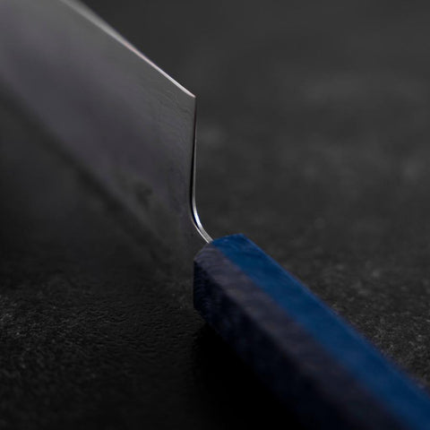 Nakiri Silver Steel #3 Nashiji Miroir Damas Manche Urushi Bleu 65mm-[Musashi]-[Couteaux de cuisine japonais]