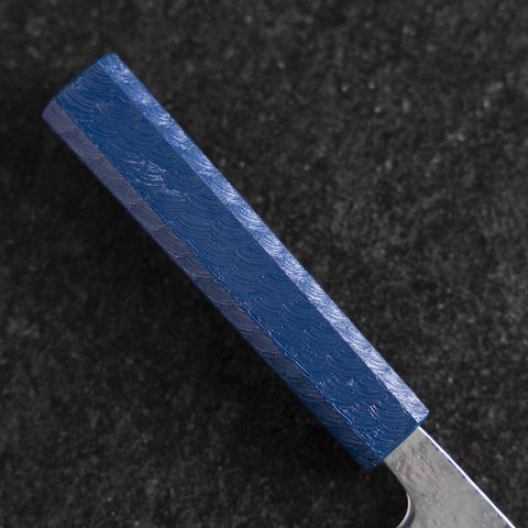 Nakiri Silver Steel #3 Nashiji Miroir Damas Manche Urushi Bleu 65mm-[Musashi]-[Couteaux de cuisine japonais]