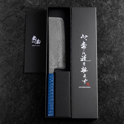 Nakiri Silver Steel #3 Nashiji Miroir Damas Manche Urushi Bleu 65mm-[Musashi]-[Couteaux de cuisine japonais]