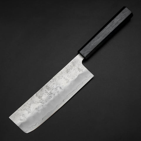 Nakiri Silver Steel #3 Nashiji Washi Manche Urushi Bleu 165mm-[Musashi]-[Couteaux de cuisine japonais]