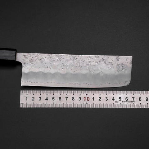 Nakiri Silver Steel #3 Nashiji Washi Manche Urushi Bleu 165mm-[Musashi]-[Couteaux de cuisine japonais]
